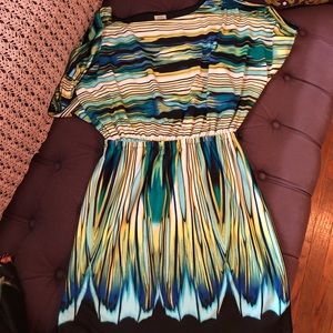 Multi color black blue and green dress